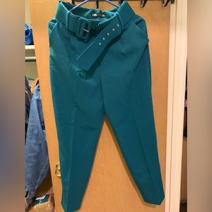 Zara pants with fabric-covered belt